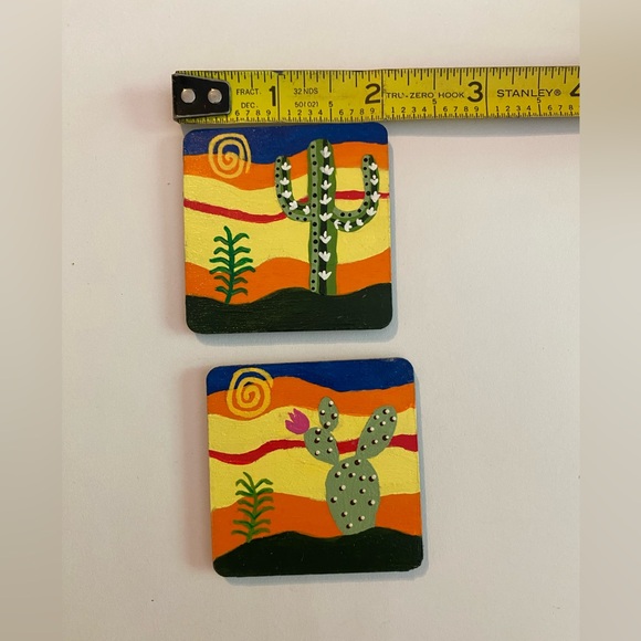Hand painted cactus magnets set of 2 - Picture 2 of 6
